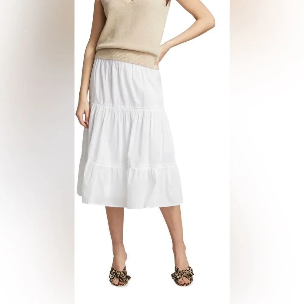 Rails Edina Tiered Midi White Skirt
